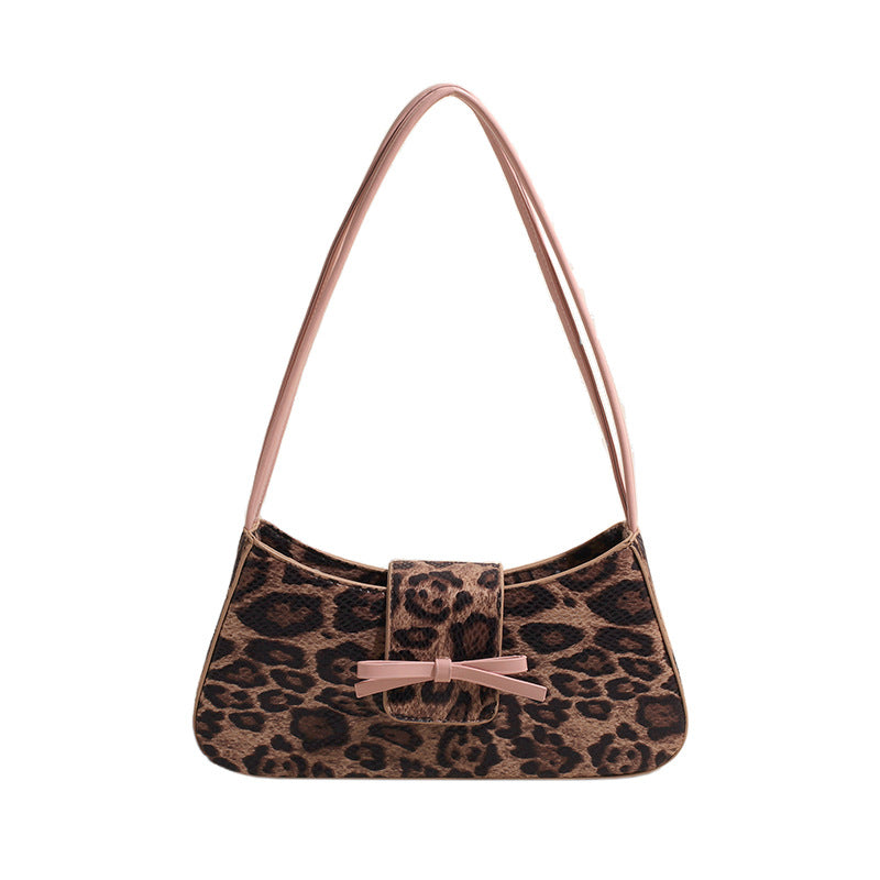 VAKKV 2025 Premium sense niche leopard print bag women's popular new popular versatile shoulder underarm bag Spice girl style small bag