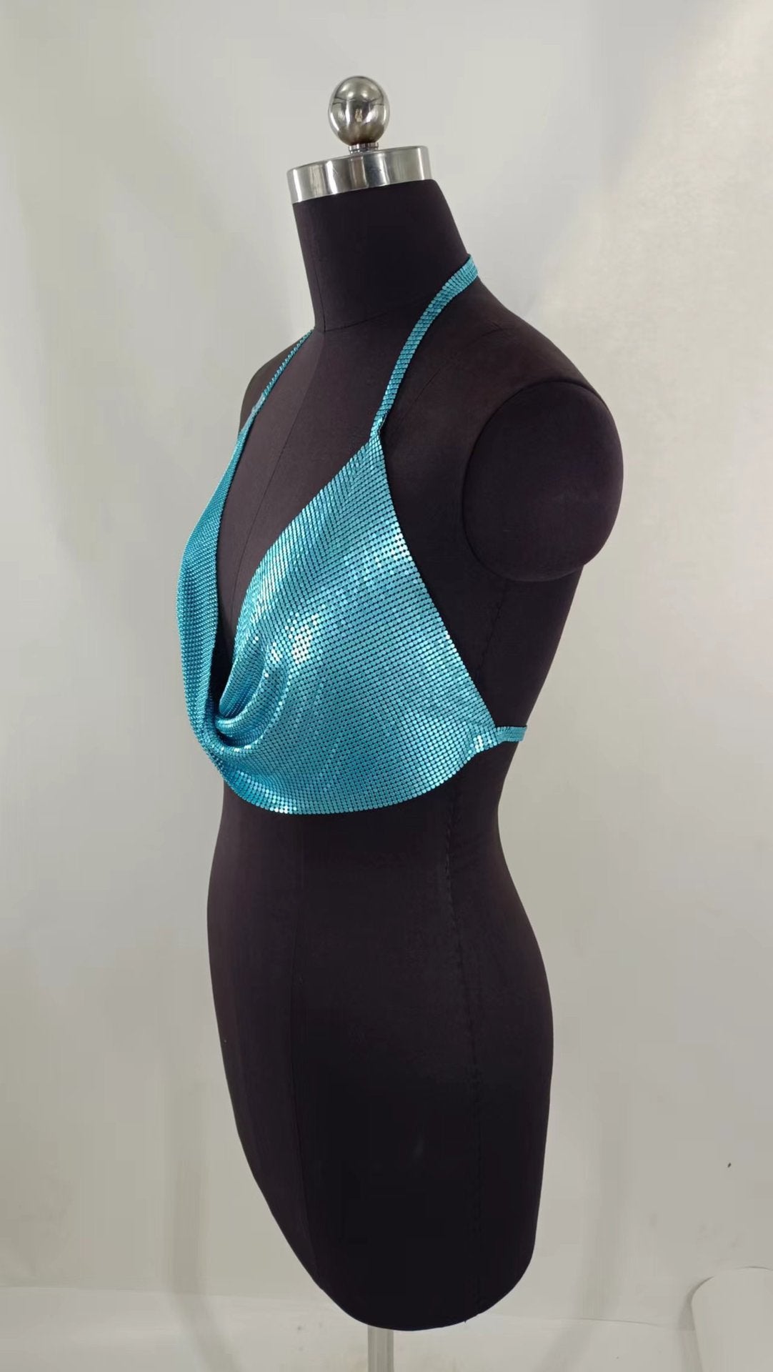 2025 MW3115 2025 vest nightclub sexy rhinestone inlaid bright diamond sequins cross neck chest top small vest