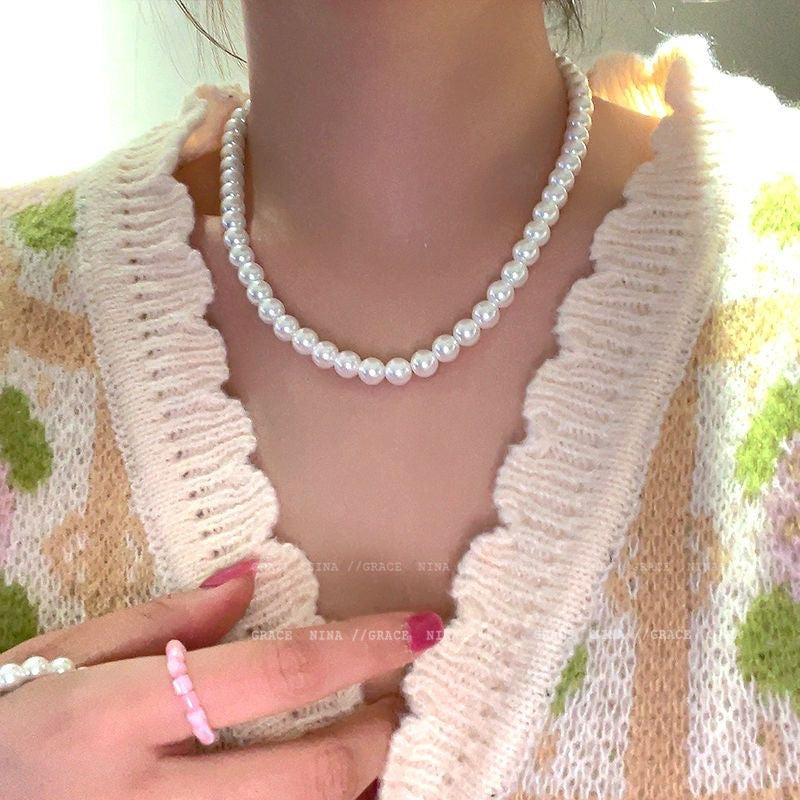 South Korea Fever Bloggers Same Style Pearl Necklace New Women's Simple Temperamental All-Match Clavicle Chain Neck Chain