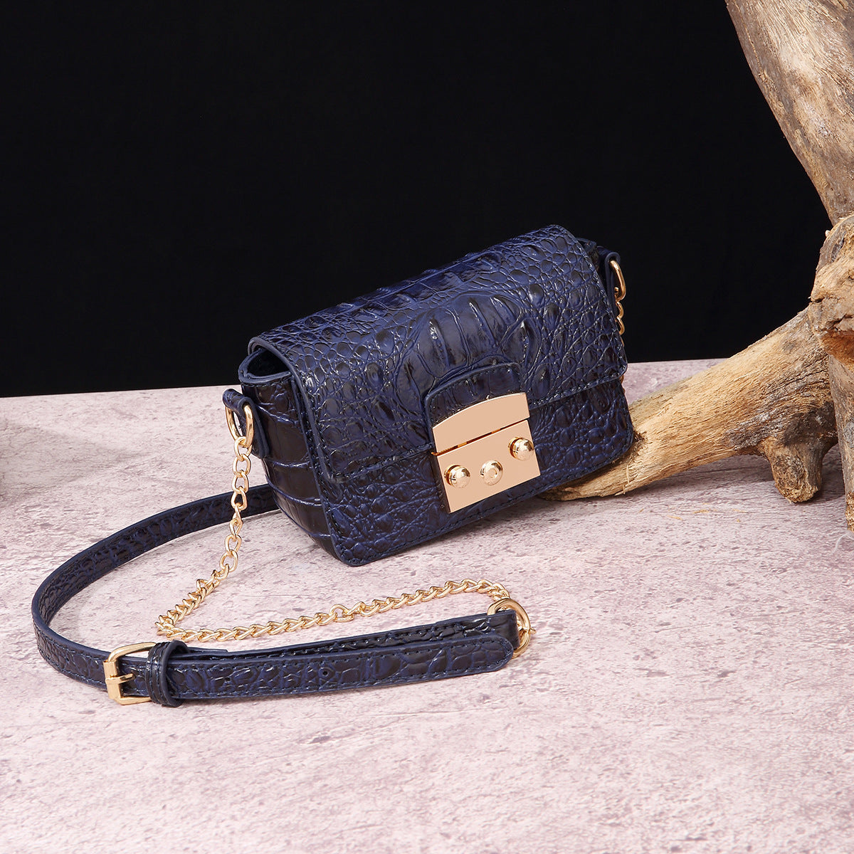 VAKKV Popular, 2025 and the Middle East for New independent station crossbody shoulder retro women's bag multi-colored crocodile pattern Brahman