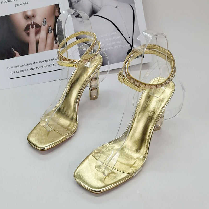 Foreign Trade Cross-Border plus Size Sandals for Women Summer New Fashion HOTan and NEWn Style Outer Wear Stiletto Heel Genuine Leather Sandals High Heel