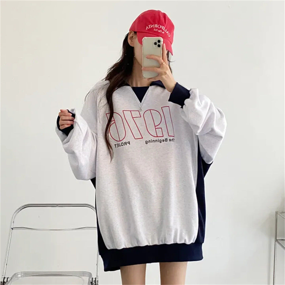 VAKKV Manufacturer 3 colors, loose niche lazy autumn casual lapel 2025n trendy sweater women's velvet contrasting color couple hundred