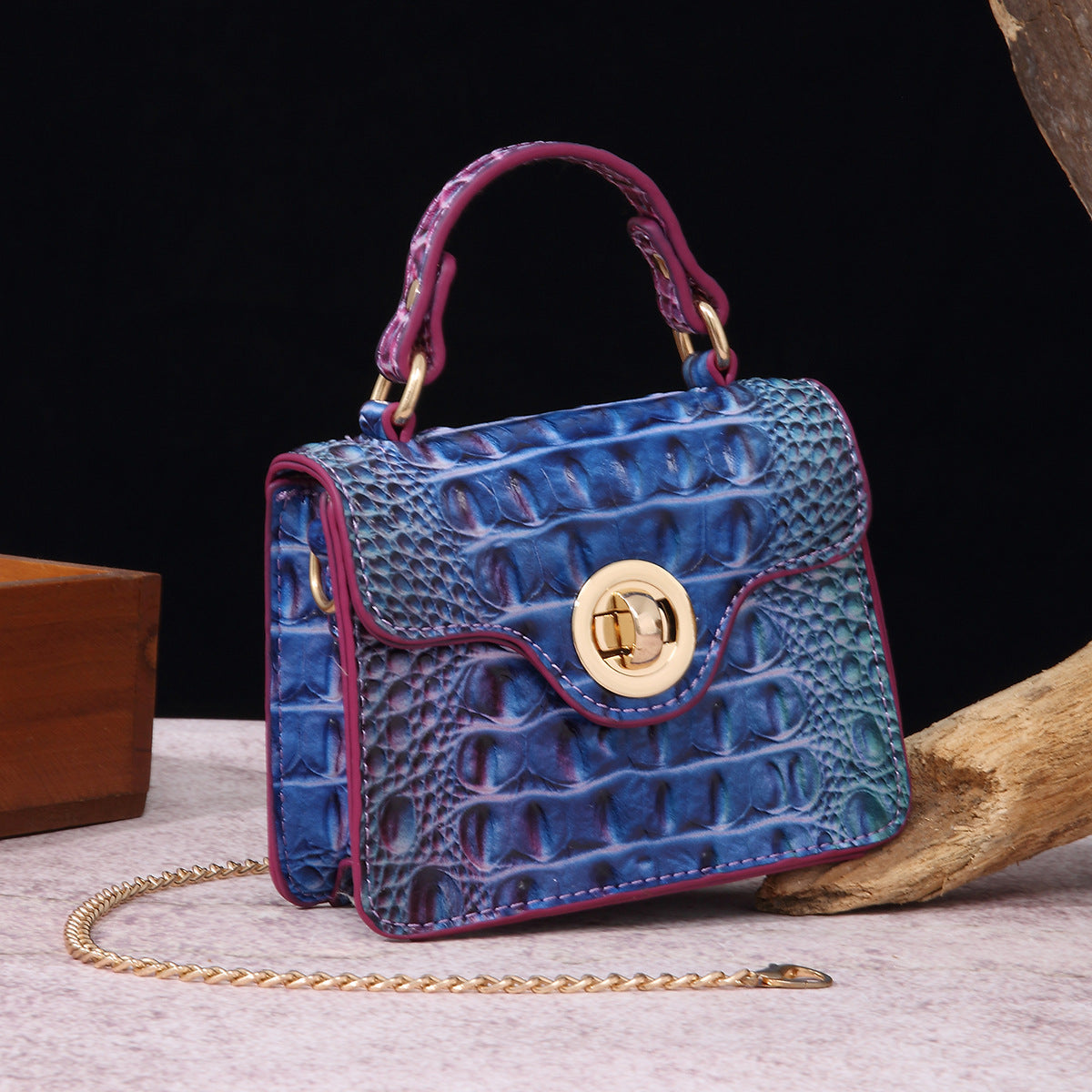 VAKKV 2025 New independent station portable messenger wallet mother and child retro women's bag multi-colored Brahman crocodile pattern