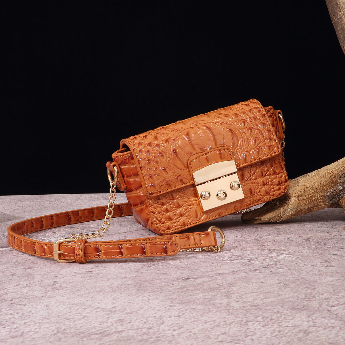 VAKKV Popular, 2025 and the Middle East for New independent station crossbody shoulder retro women's bag multi-colored crocodile pattern Brahman