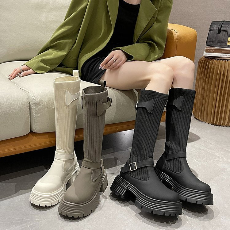 2025 Fashion boots women's thin knight boots popular autumn and winter new high boots