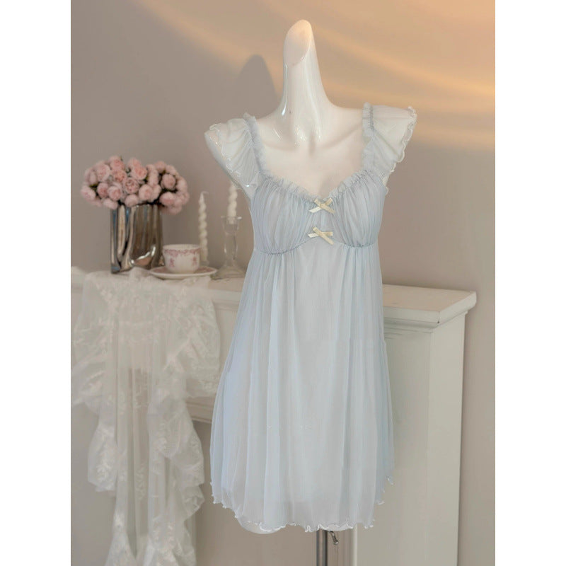 2025 Afternoon tea, princess nightdress with chest pad, sweet girl skin-friendly and comfortable pajamas, loungewear, fairy pure desire skirt