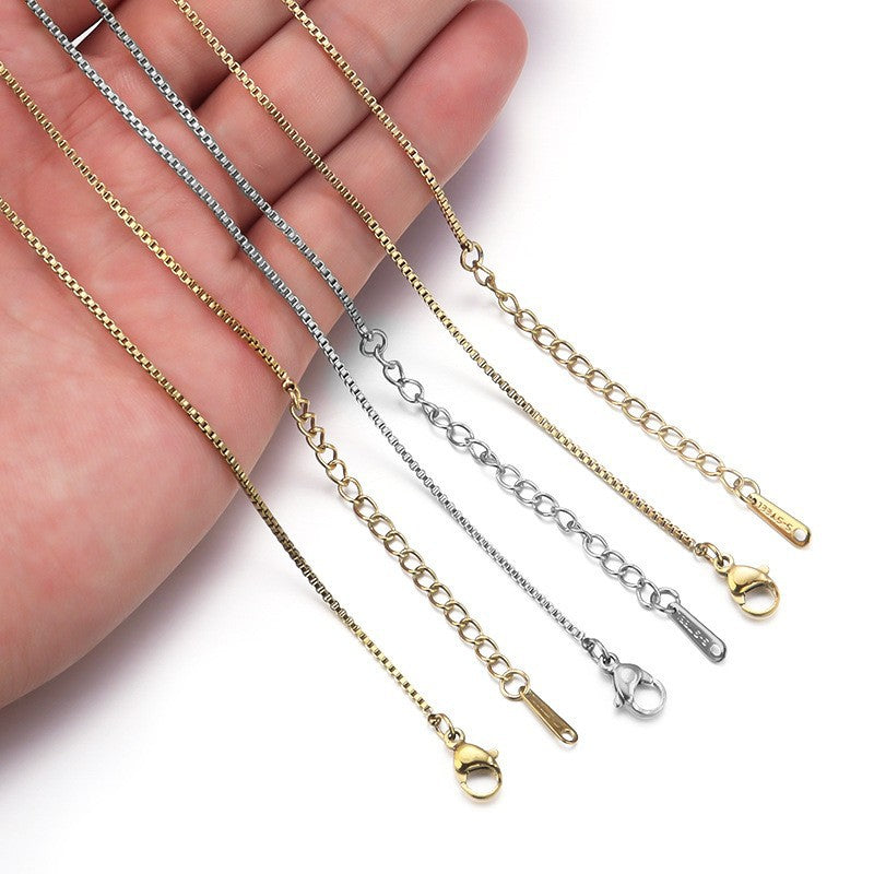 In Stock Women's Titanium Steel Necklace O-Shaped Chain Chain Lip Chain Flat Cross Stainless Steel Necklace Length Multiple Specifications