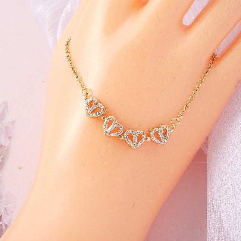 Titanium Steel No Fading Love Necklace Ins Popular Student Couple Refined and Simple Live Stall Ornament Cross-Border