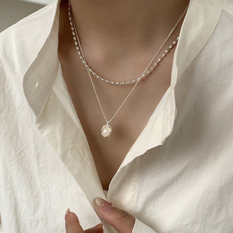 Ni Ni Same Style Pearl Necklace for Women Light Luxury Temperament High-Grade Clavicle Chain New Popular Niche Necklace