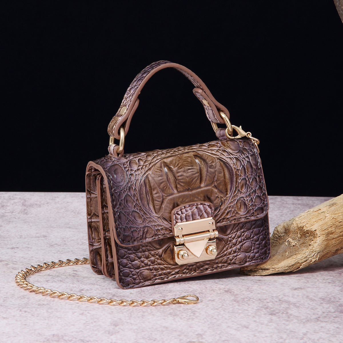 VAKKV Popular, 2025 and the United States for trans-Middle East New Crossbody One Shoulder Retro Women's Bag Multi-colored Crocodile Pattern Brahman