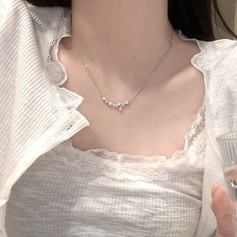 S925 Silver Light Luxury Necklace Versatile Trendy Clavicle Chain Female Butterfly Simple Niche High Sense Elegant Sweater Chain Ornament