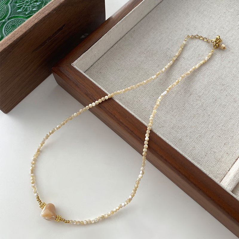 Sunstone Necklace High-Rise Sweater Chain Accessories Women's All-Match Mid-Ancient Simple Twin High-Grade Crystal Necklace