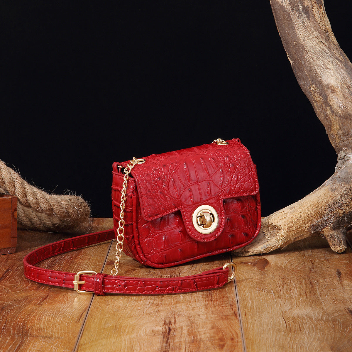 VAKKV Popular, 2025, New Middle East for New Crossbody One Shoulder Retro Women's Bag Multi-colored Crocodile Pattern Brahman