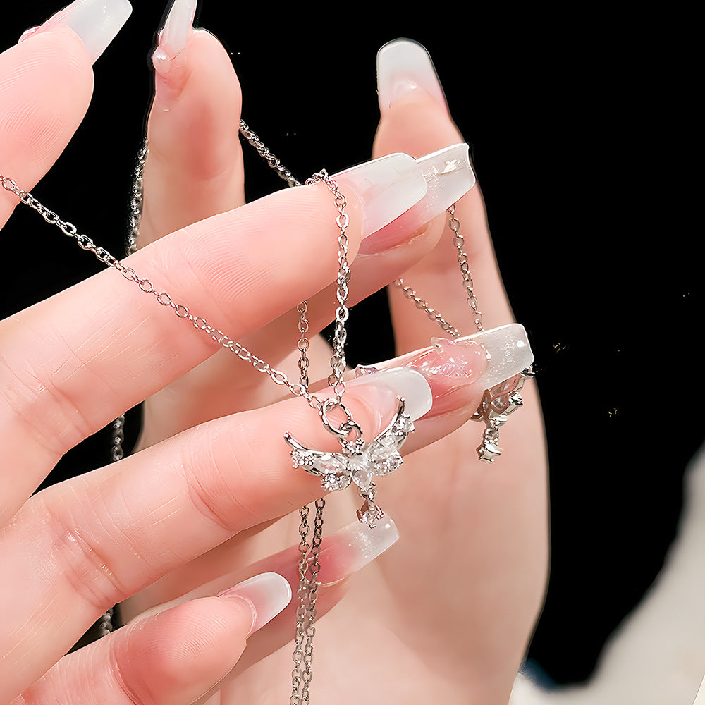 vakkv Summer Cube Sugar Necklace Princess Light Luxury Titanium Steel No Fading Clavicle Chain All-Match Necklace Ornament Wholesale