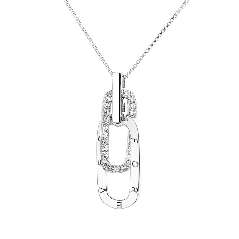 S925 Sterling Silver Interlocking Letter Necklace Fashion Commuter Clavicle Chain 520 Valentine's Day Gift Factory Direct Sales