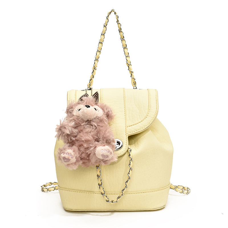 VAKKV 2025 Chain backpack women's fashion niche design popular new street trend Korean version of leisure bucket travel backpack