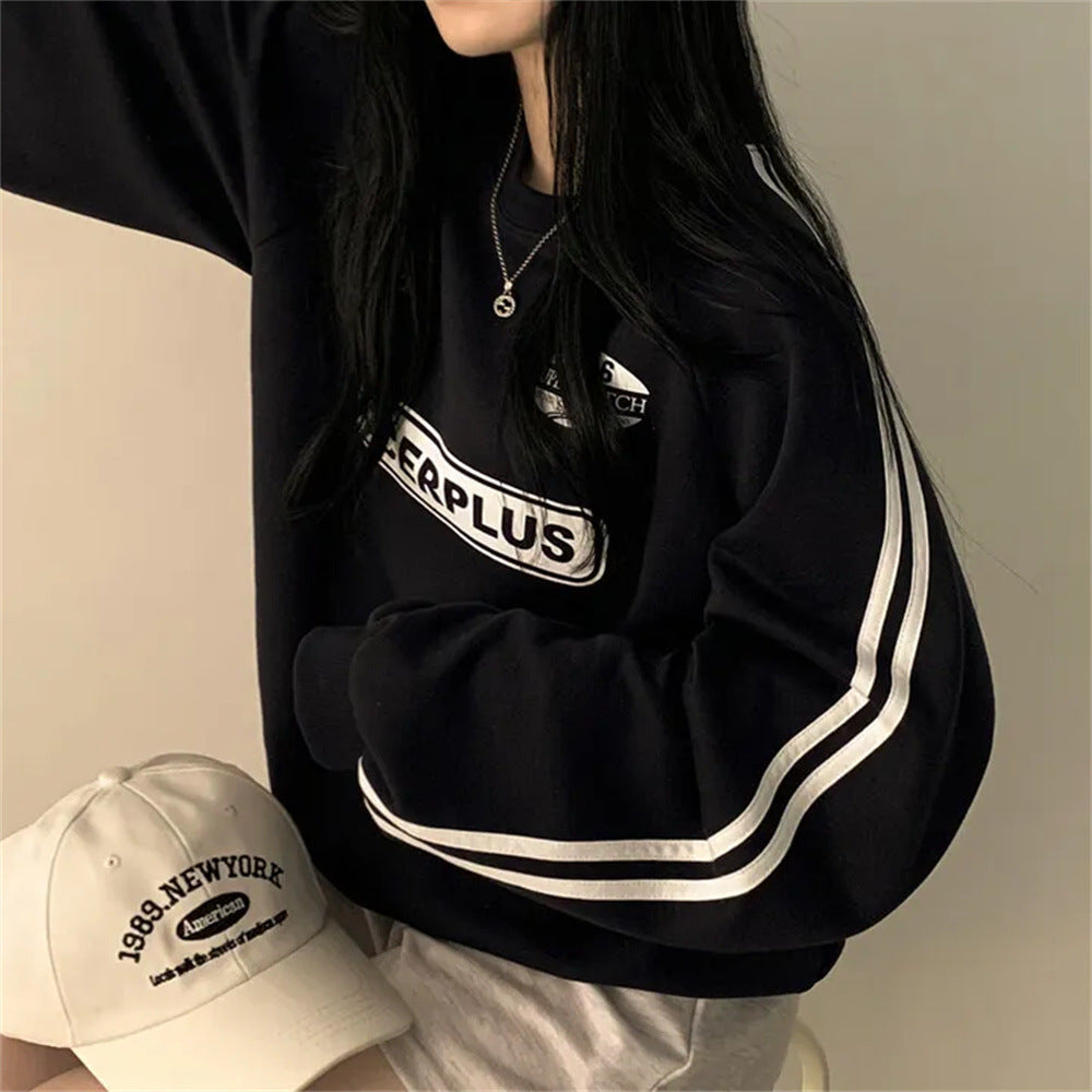 VAKKV Manufacturer 2025n lazy chic Korean version crew neck sweater women's autumn new Korean version loose bf versatile velvet jacket