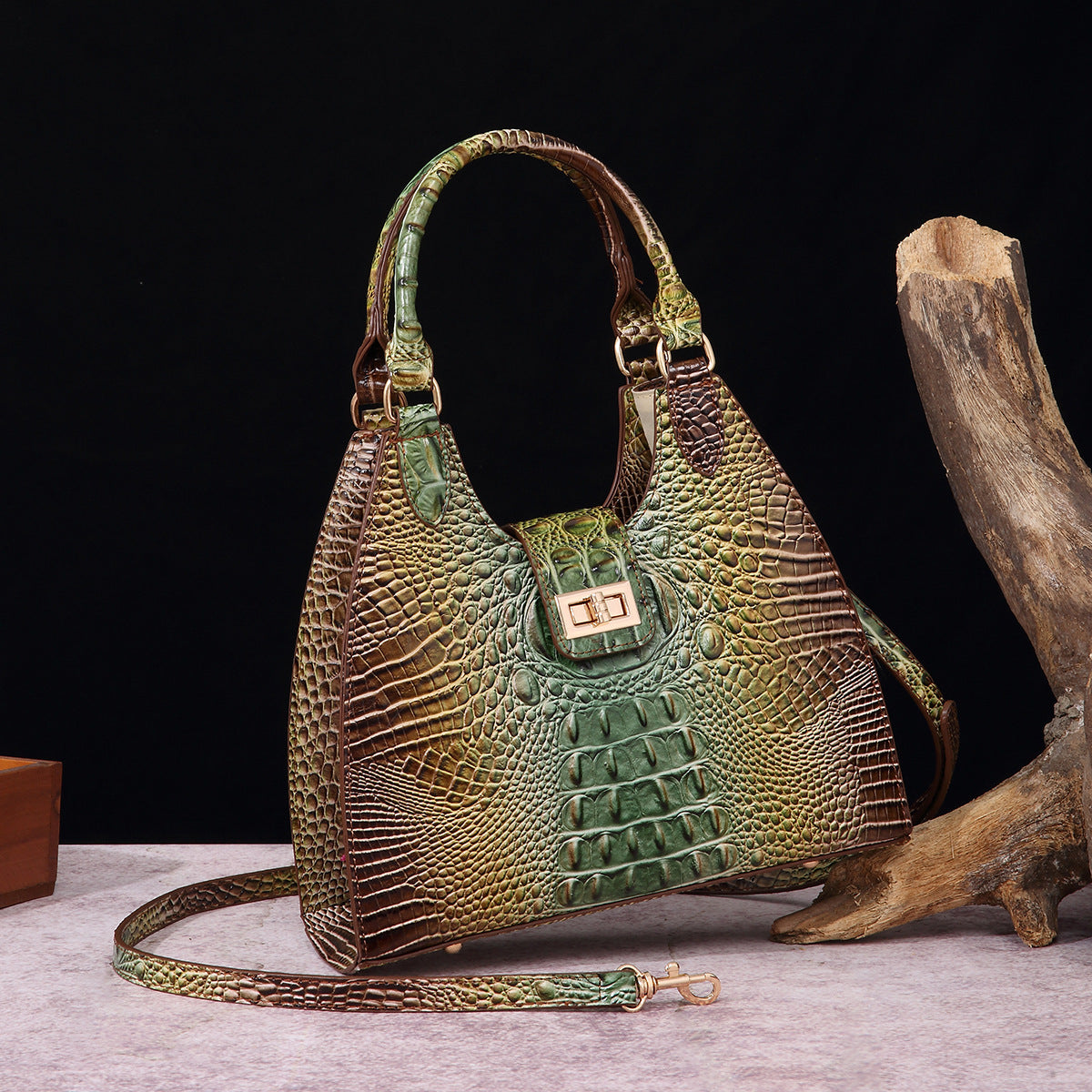 VAKKV Popularan, 2025n retro Middle East New independent station hand-held underarm bag method stick women's bag crocodile pattern Brahman