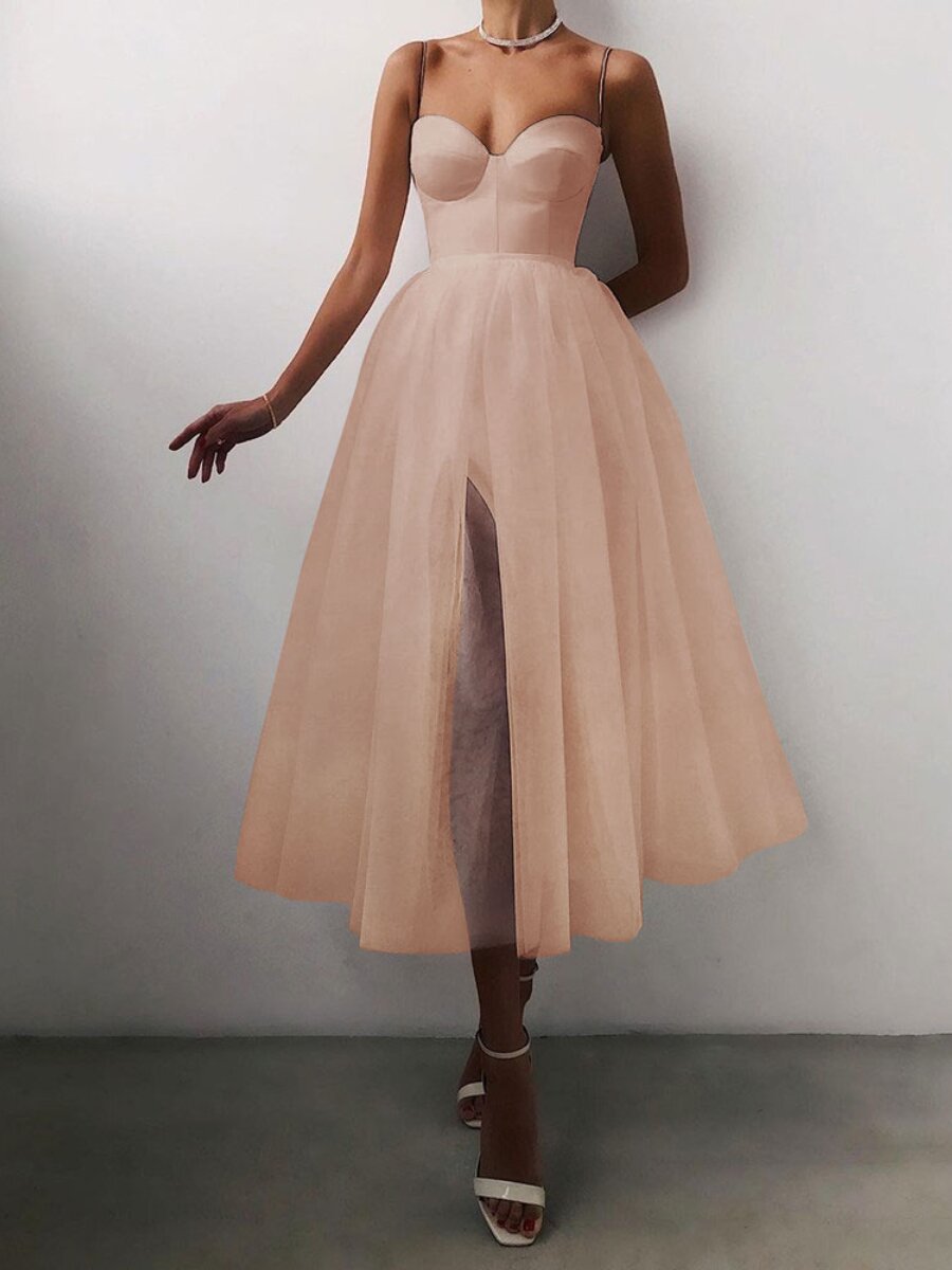 VSKKV 2021 Spring and Summer New European and American Foreign Trade Women's Clothing Independent Station EBay Multicolor Straps Tulle Dress