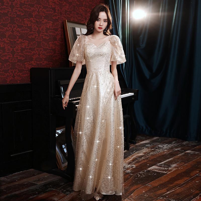 Evening Dress Dress for Women 2024 New High end Immortal Adult Style Banquet Light Luxury and Small Group Bridesmaids Champagne Students