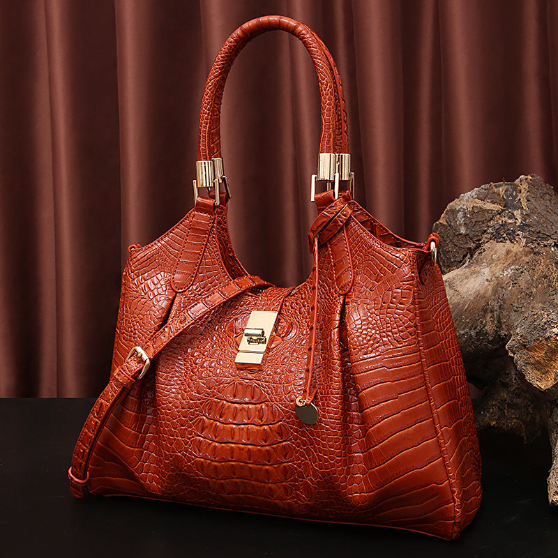 VAKKV New Popularan, 2025n and Middle Eastern New independent station portable messenger retro women's bag multi-color concave and convex crocodile pattern