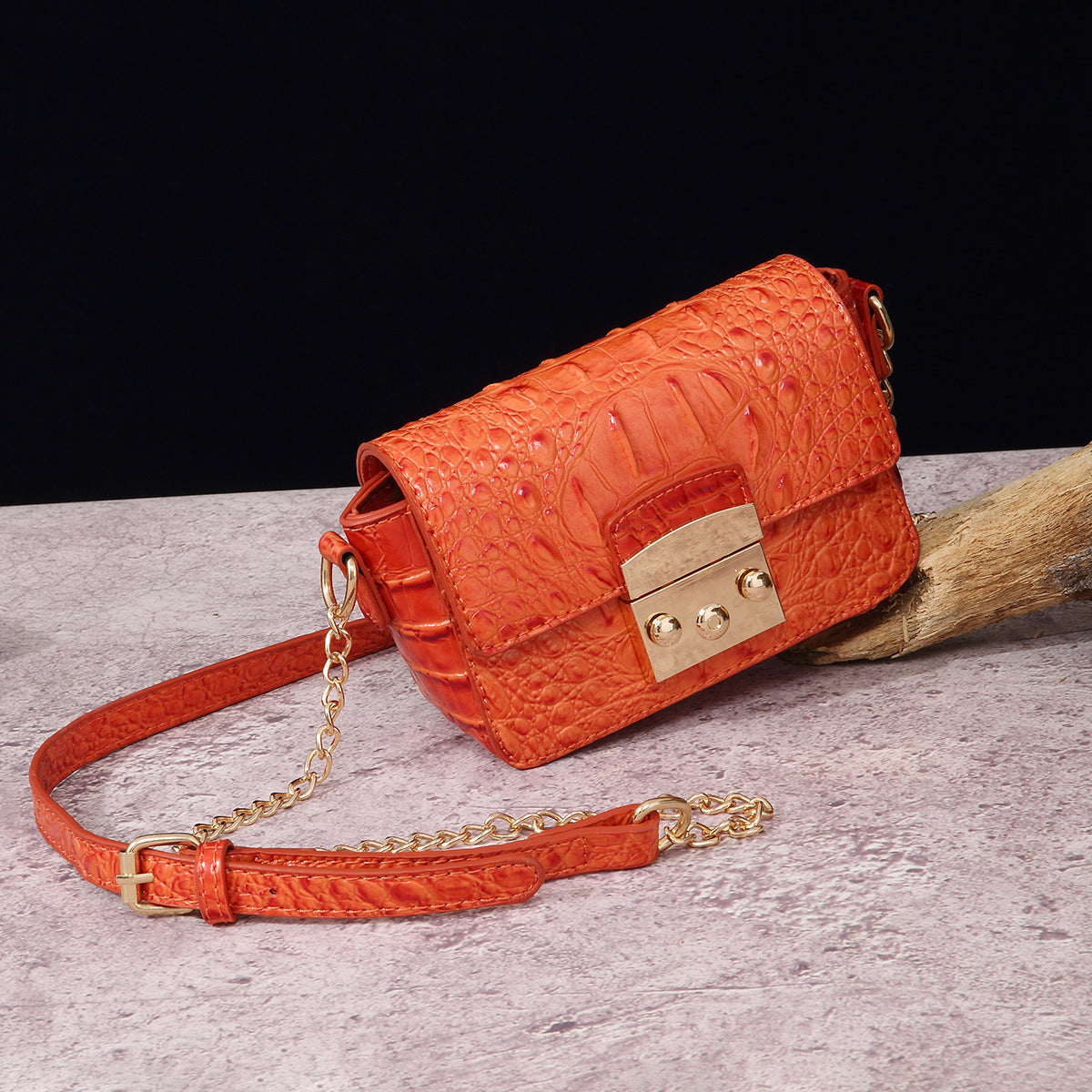 VAKKV Popular, 2025 and the Middle East for New independent station crossbody shoulder retro women's bag multi-colored crocodile pattern Brahman