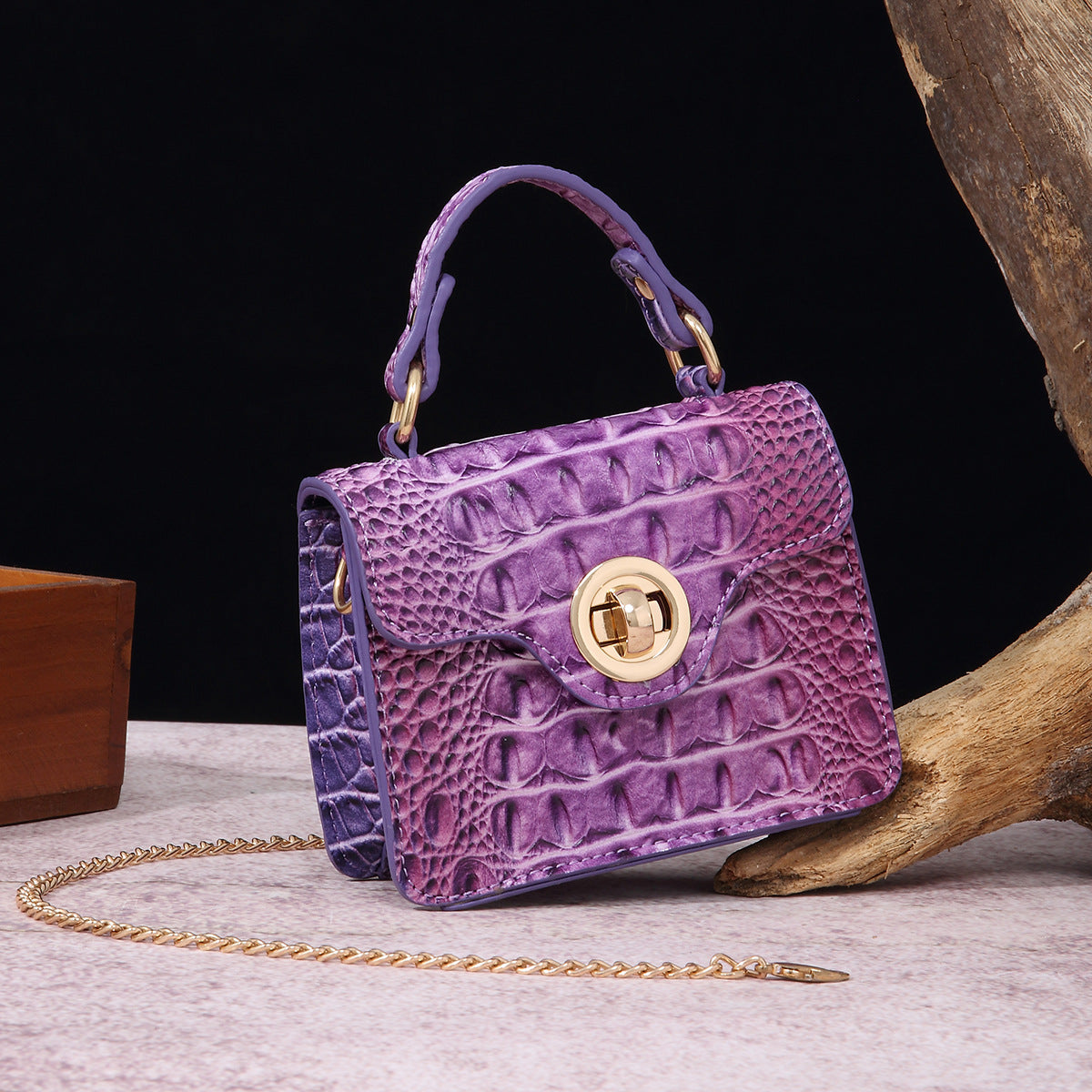 VAKKV 2025 New independent station portable messenger wallet mother and child retro women's bag multi-colored Brahman crocodile pattern