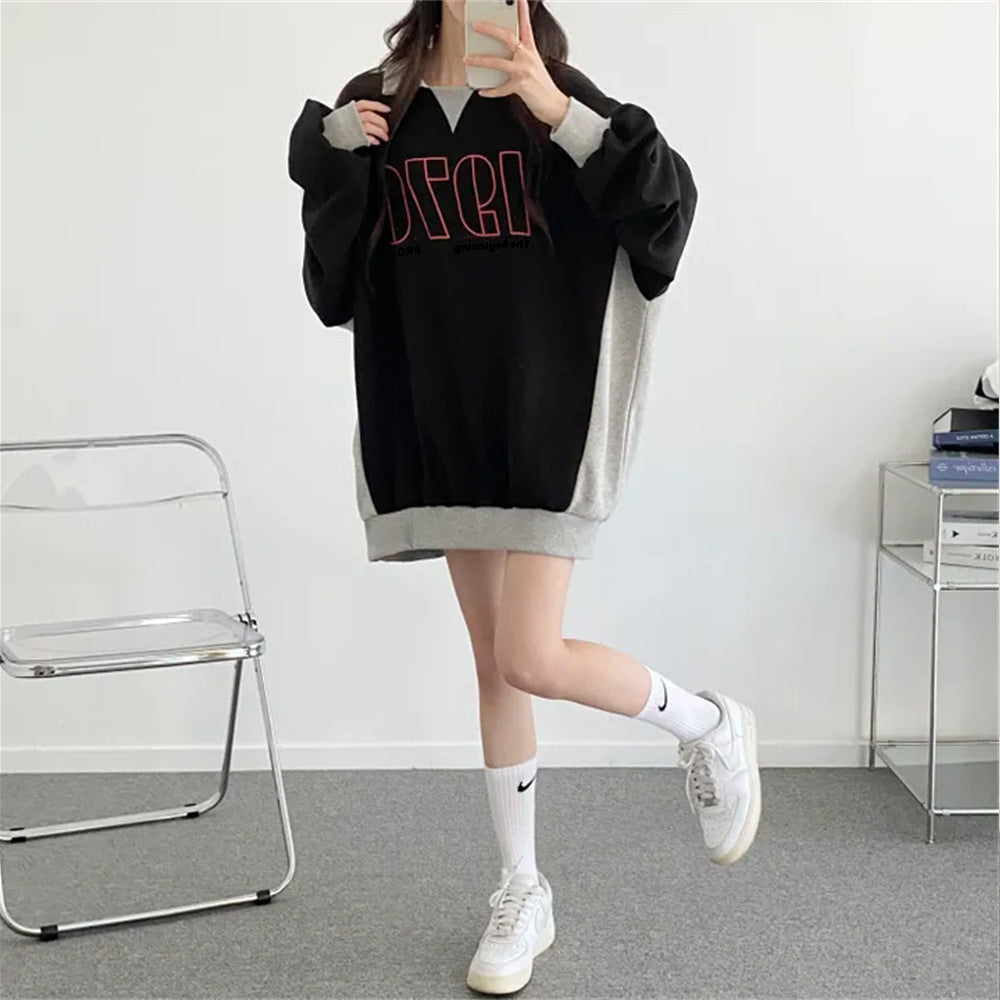 VAKKV Manufacturer 2025n trendy brand sweater women's loose contrasting colors couple versatile plus size loose niche lazy autumn leisure