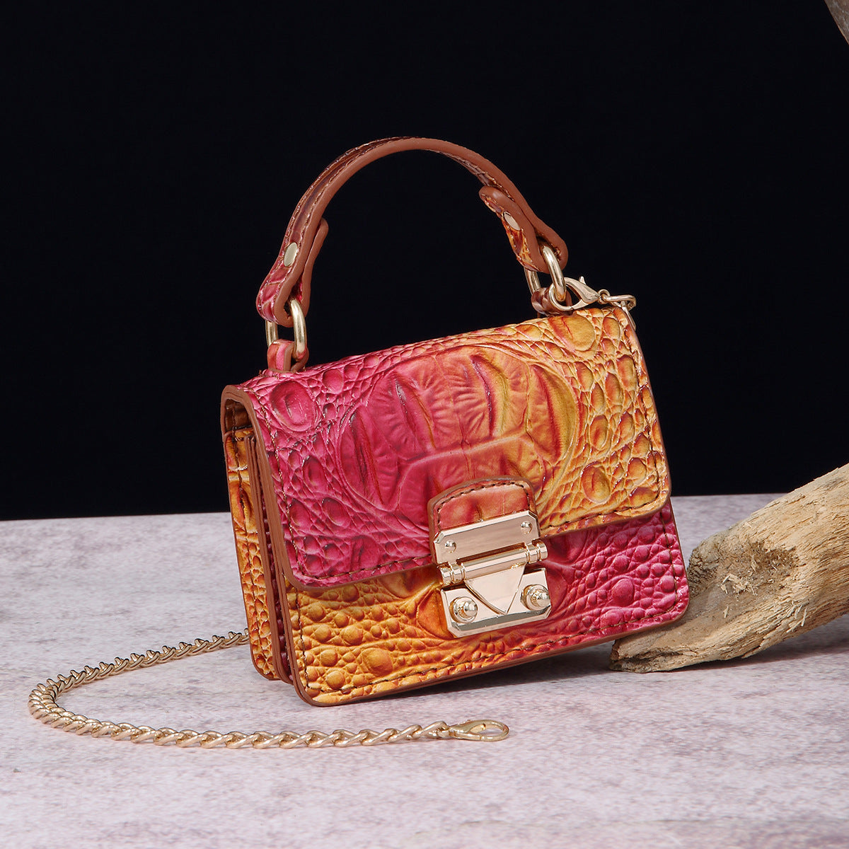 VAKKV Popular, 2025 and the United States for trans-Middle East New Crossbody One Shoulder Retro Women's Bag Multi-colored Crocodile Pattern Brahman