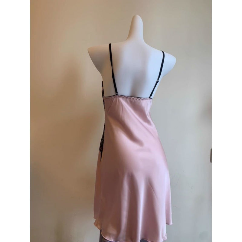 2025 The owner keeps his own style, comfortable and sultry, high-end nightgown, satin pure desire soft skirt length 76 loungewear, pajamas can be worn outside