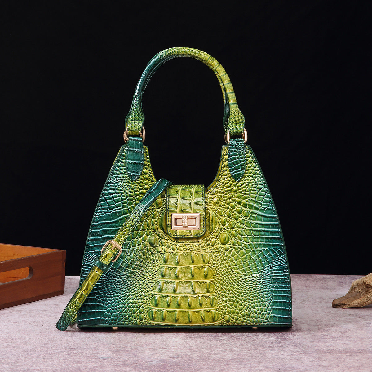 VAKKV Popularan, 2025n retro Middle East New independent station hand-held underarm bag method stick women's bag crocodile pattern Brahman