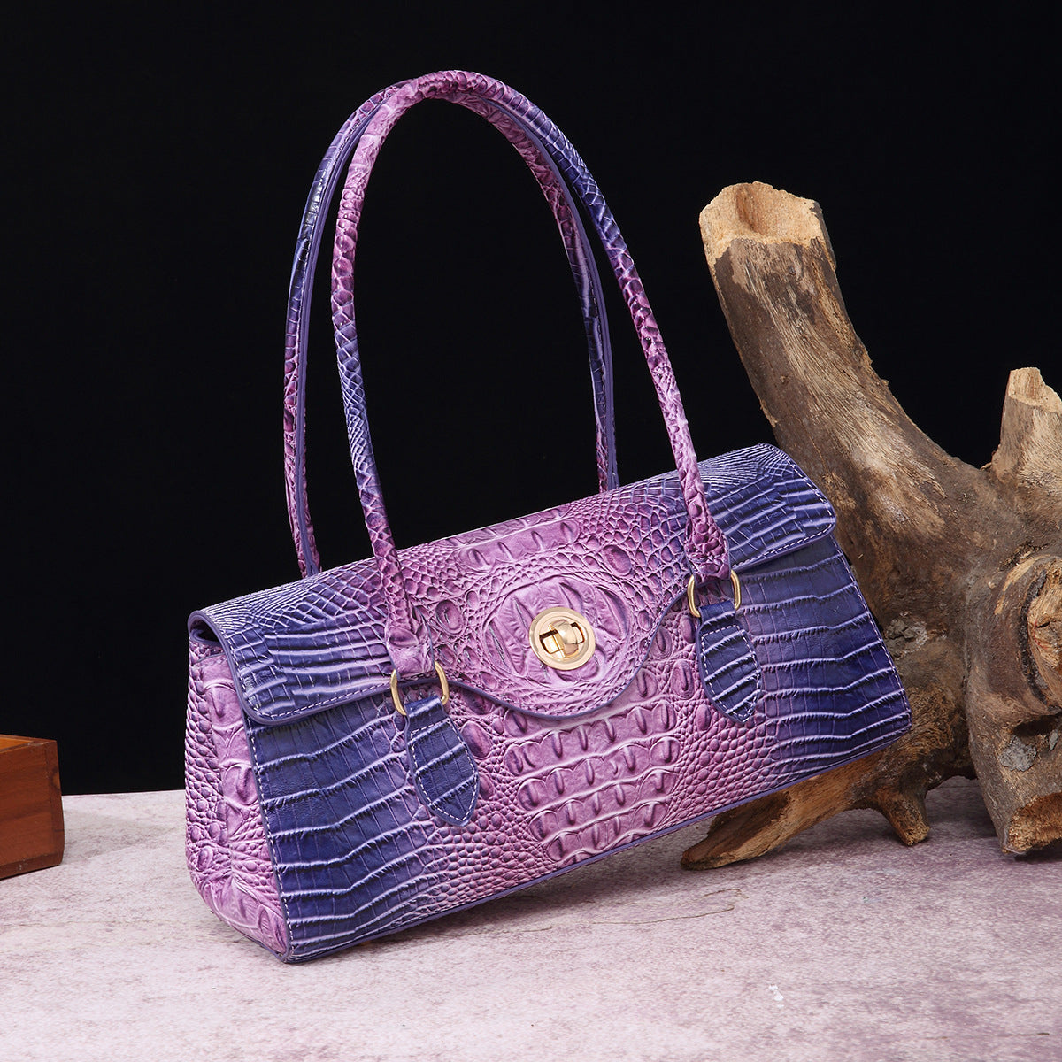 VAKKV Popularan, 2025n retro Middle East New independent station hand-held underarm bag method stick women's bag crocodile pattern Brahman