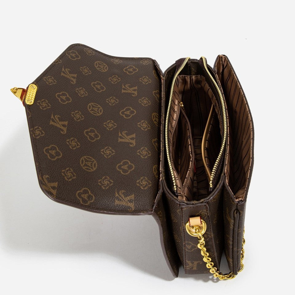 2025 messenger bag fashionable light luxury mailman bag high-end retro shoulder bag contrasting color printed women's handbag