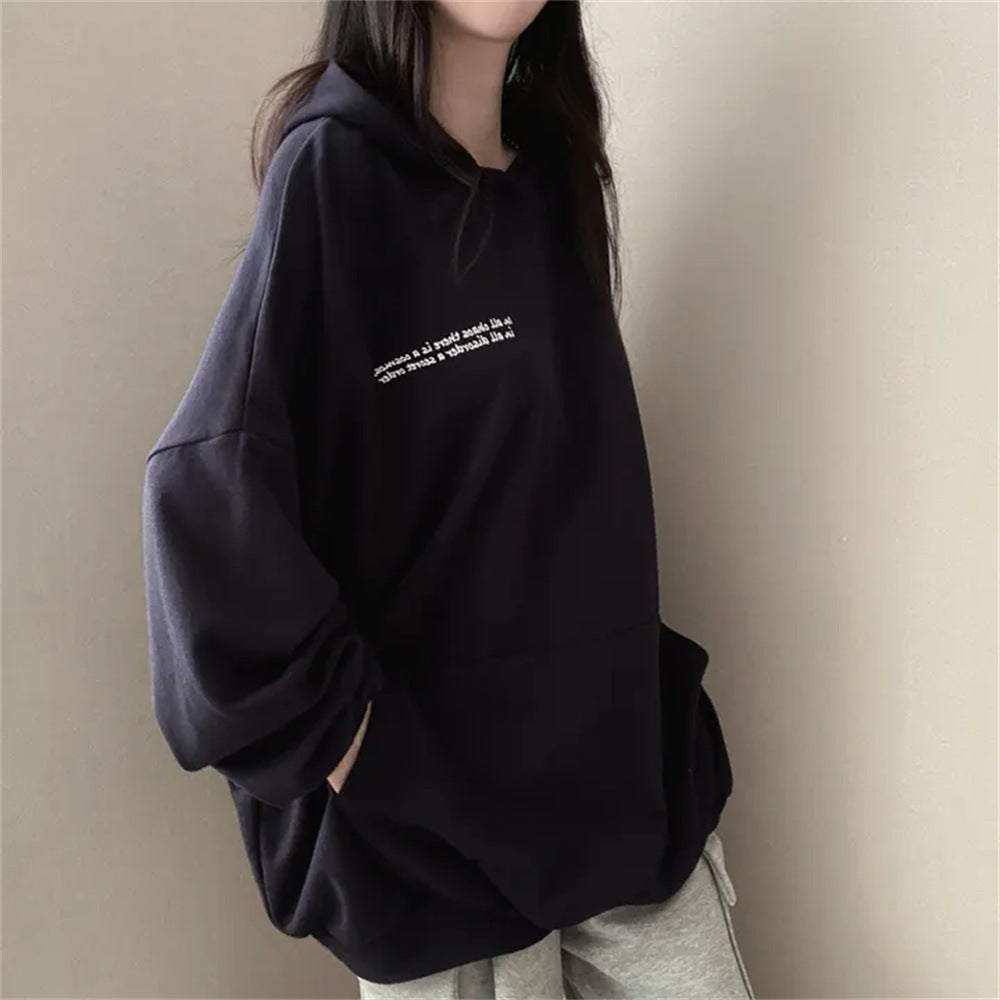 VAKKV Manufacturer popular new velvet oversize small Japanese Korean version hooded sweater women's autumn and winter public tide brand printing