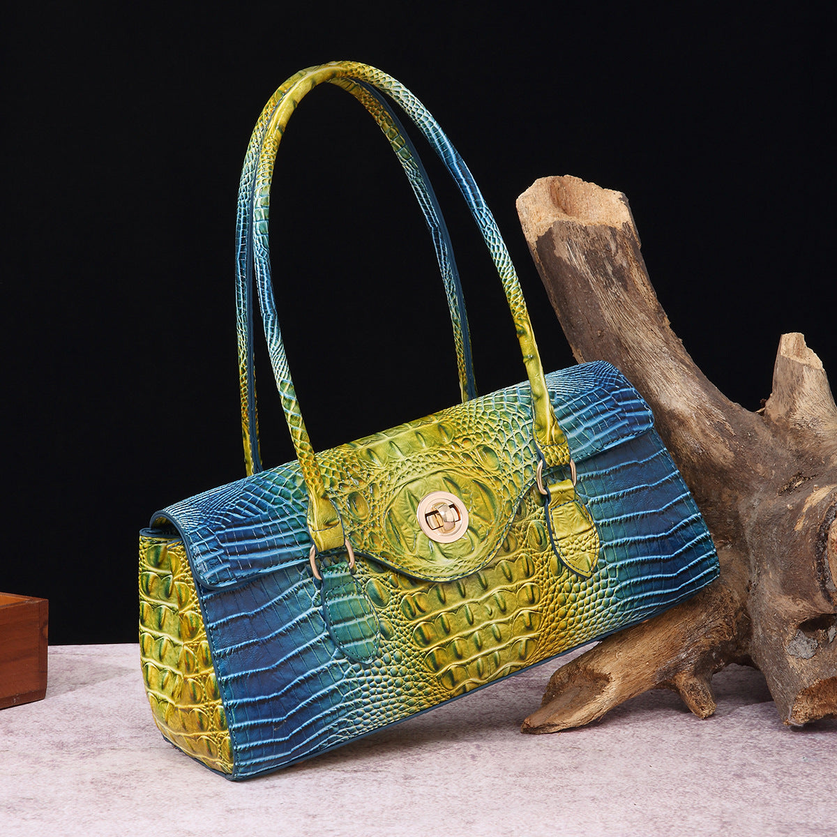 VAKKV Popularan, 2025n retro Middle East New independent station hand-held underarm bag method stick women's bag crocodile pattern Brahman