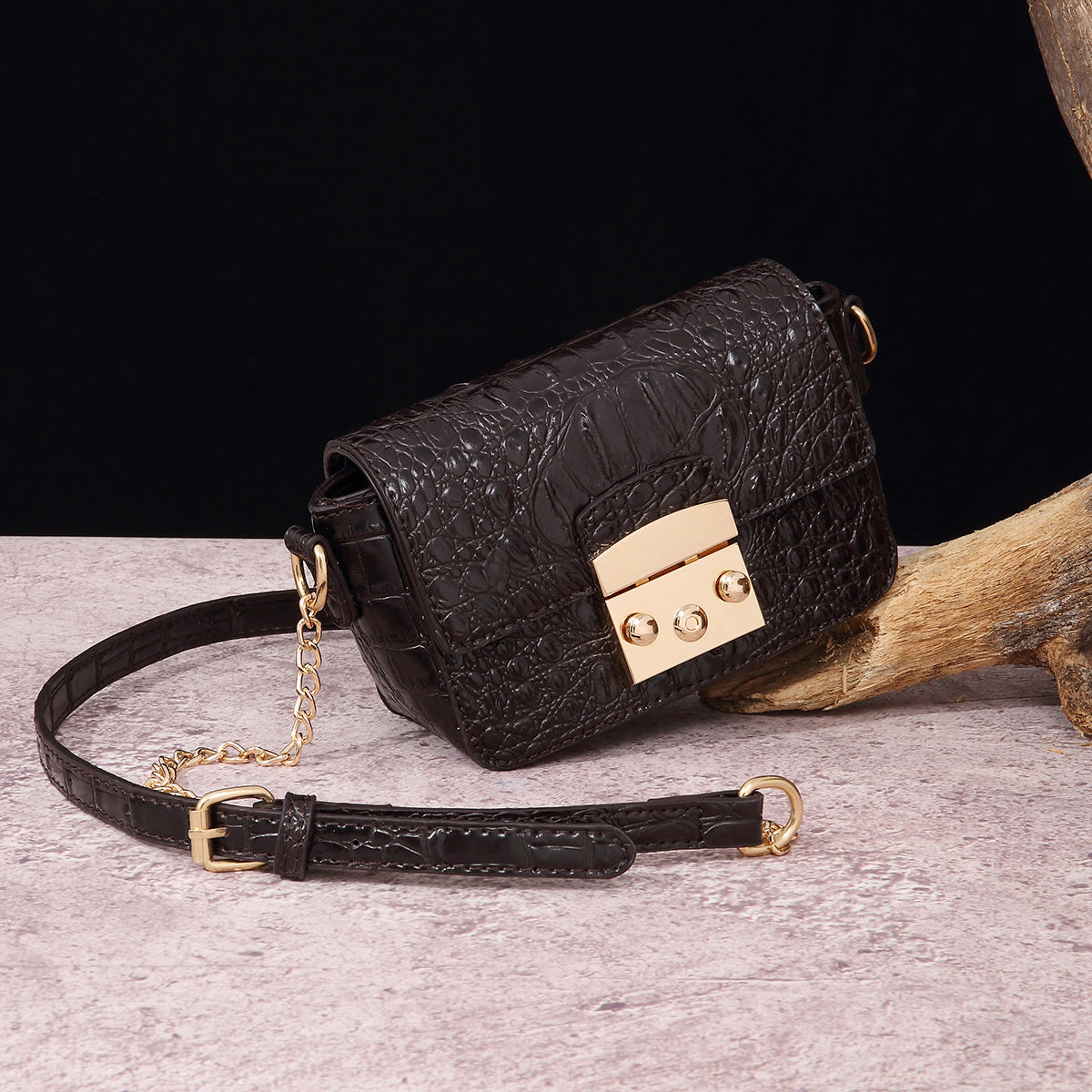 VAKKV Popular, 2025 and the Middle East for New independent station crossbody shoulder retro women's bag multi-colored crocodile pattern Brahman