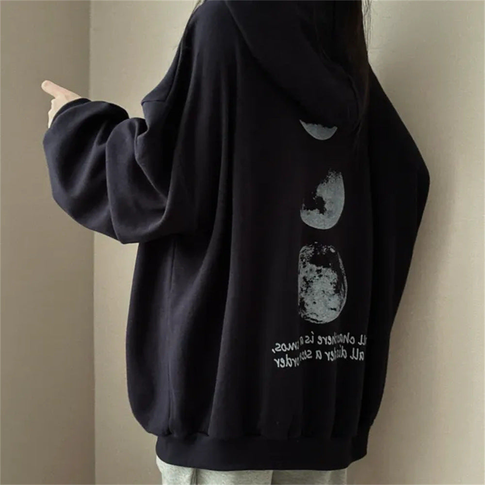 VAKKV Manufacturer popular new velvet oversize small Japanese Korean version hooded sweater women's autumn and winter public tide brand printing