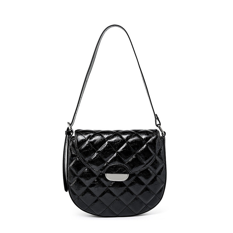 VAKKV 2025 Niche Pig Nose Semicircular Saddle Bag Premium Sense Rhombus Underarm Bag popular New Leather One Shoulder Crossbody Bag Women