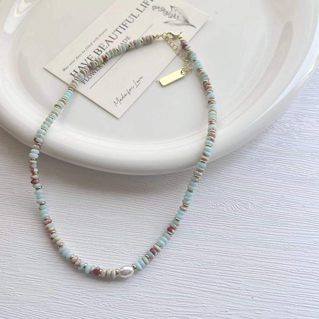 Natural Color Beaded Jasper Freshwater Pearl Necklace for Women New Popular Light Luxury Minority Clavicle Necklace