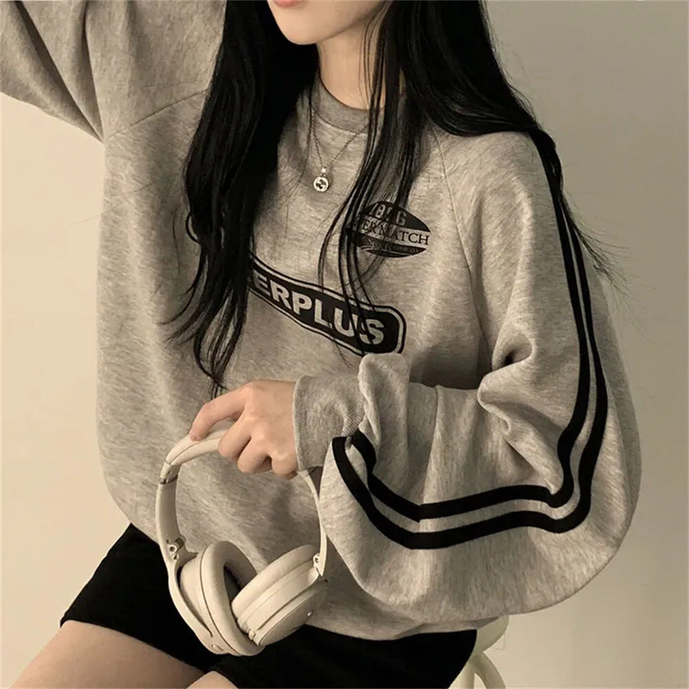 VAKKV Manufacturer 2025n lazy chic Korean version crew neck sweater women's autumn new Korean version loose bf versatile velvet jacket