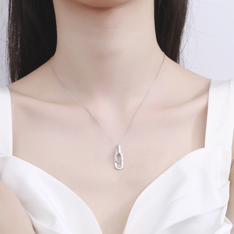 S925 Sterling Silver Interlocking Letter Necklace Fashion Commuter Clavicle Chain 520 Valentine's Day Gift Factory Direct Sales