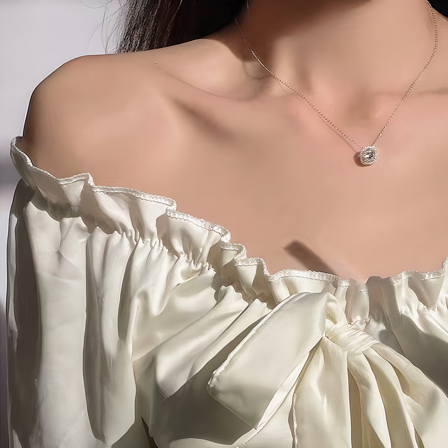 vakkv Summer Cube Sugar Necklace Princess Light Luxury Titanium Steel No Fading Clavicle Chain All-Match Necklace Ornament Wholesale