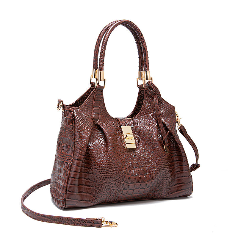 VAKKV New Popularan, 2025n and Middle Eastern New independent station portable messenger retro women's bag multi-color concave and convex crocodile pattern