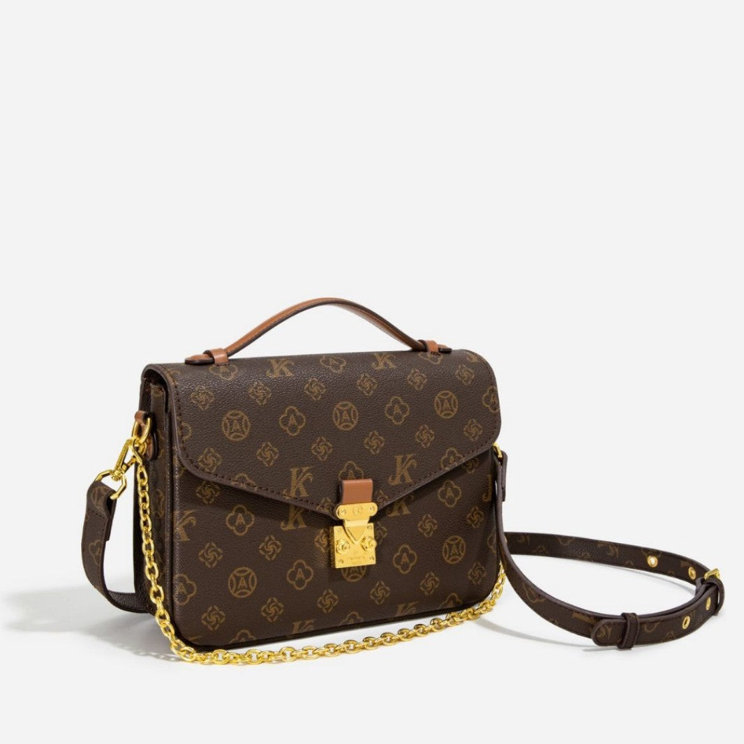 2025 messenger bag fashionable light luxury mailman bag high-end retro shoulder bag contrasting color printed women's handbag