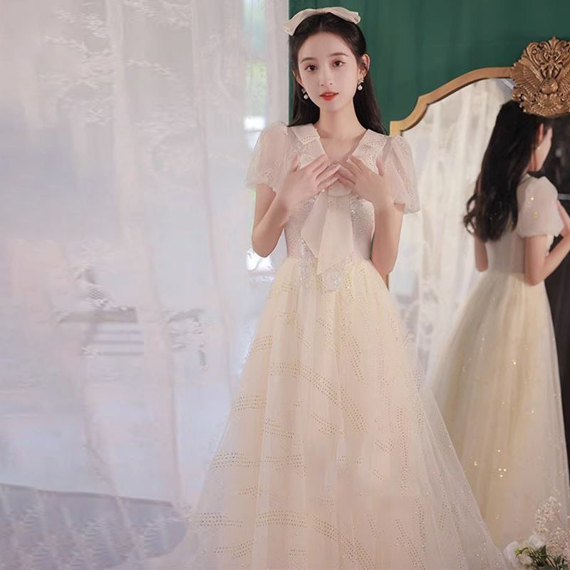 VAKKV Banquet Evening Dress Female 18-Year-Old Adult High-End Temperament Art Exam Music Student Senior Sense Graduation Host Dress