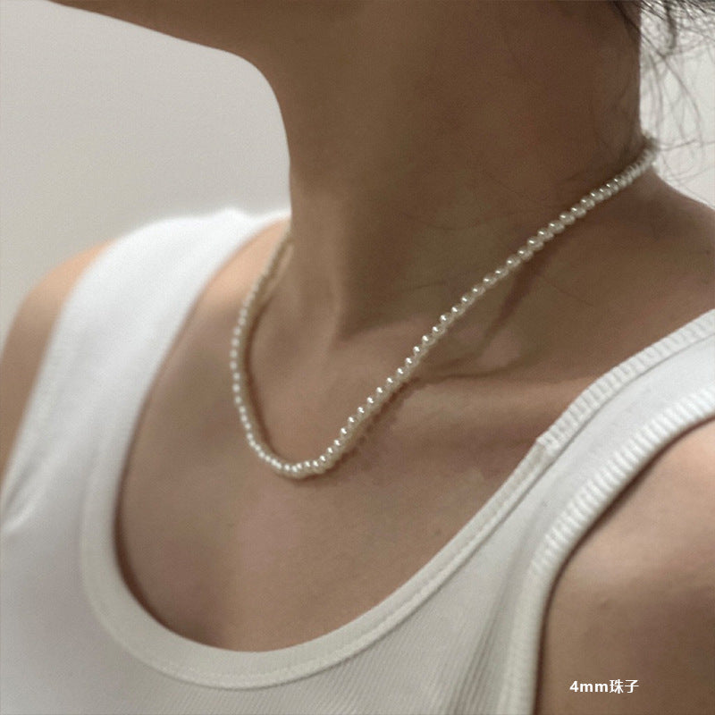 Ni Ni Same Style Pearl Necklace for Women Light Luxury Temperament High-Grade Clavicle Chain New Popular Niche Necklace