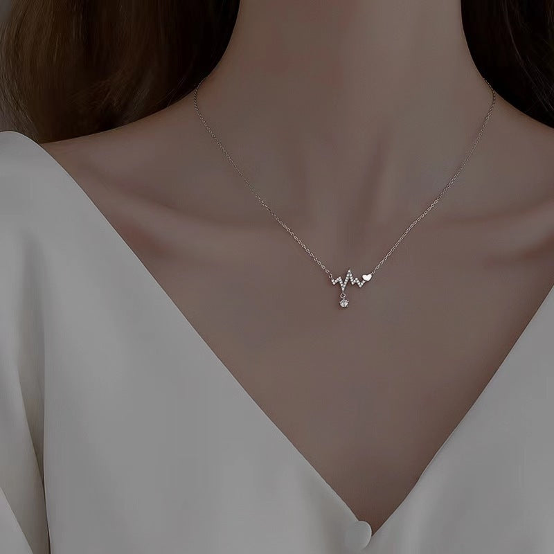 S925 Silver Light Luxury Necklace Versatile Trendy Clavicle Chain Female Butterfly Simple Niche High Sense Elegant Sweater Chain Ornament