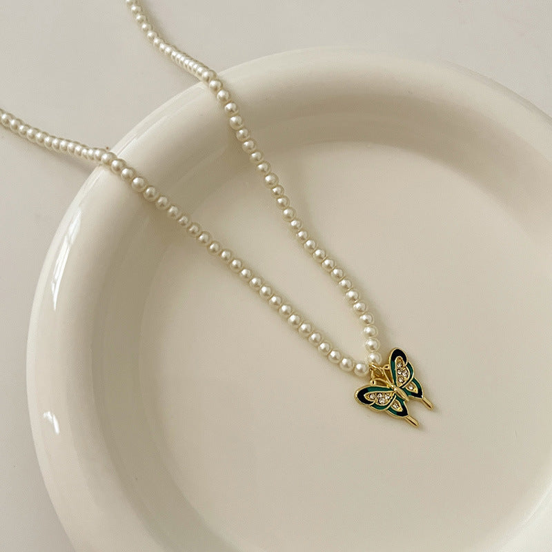Ni Ni Same Style Pearl Necklace for Women Light Luxury Temperament High-Grade Clavicle Chain New Popular Niche Necklace