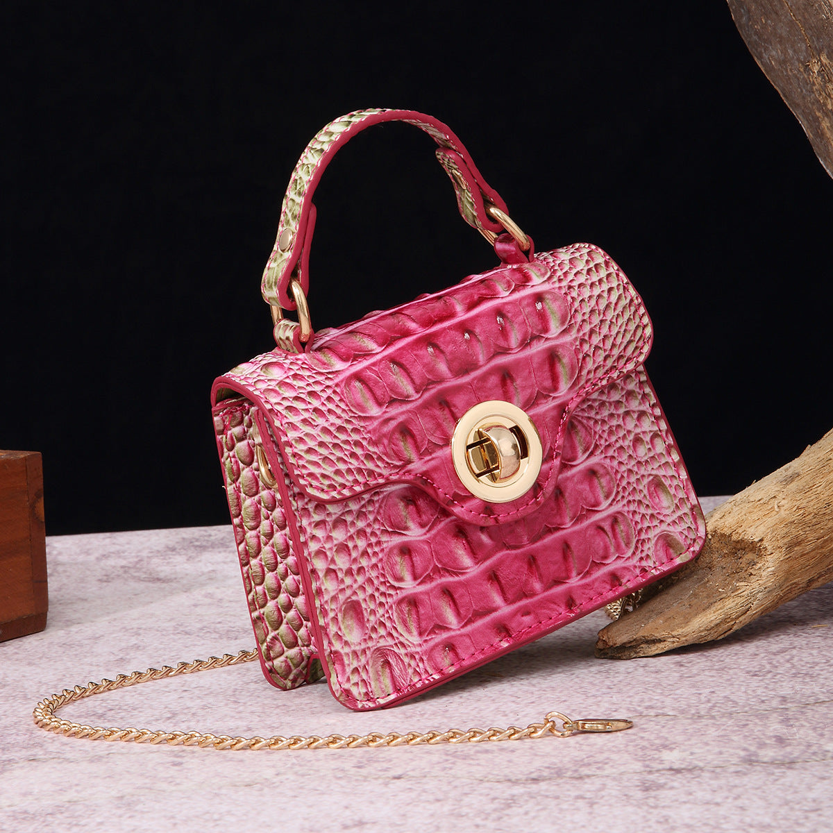 VAKKV 2025 New independent station portable messenger wallet mother and child retro women's bag multi-colored Brahman crocodile pattern