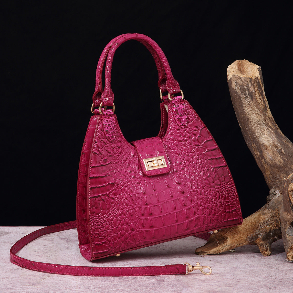 VAKKV Popularan, 2025n retro Middle East New independent station hand-held underarm bag method stick women's bag crocodile pattern Brahman
